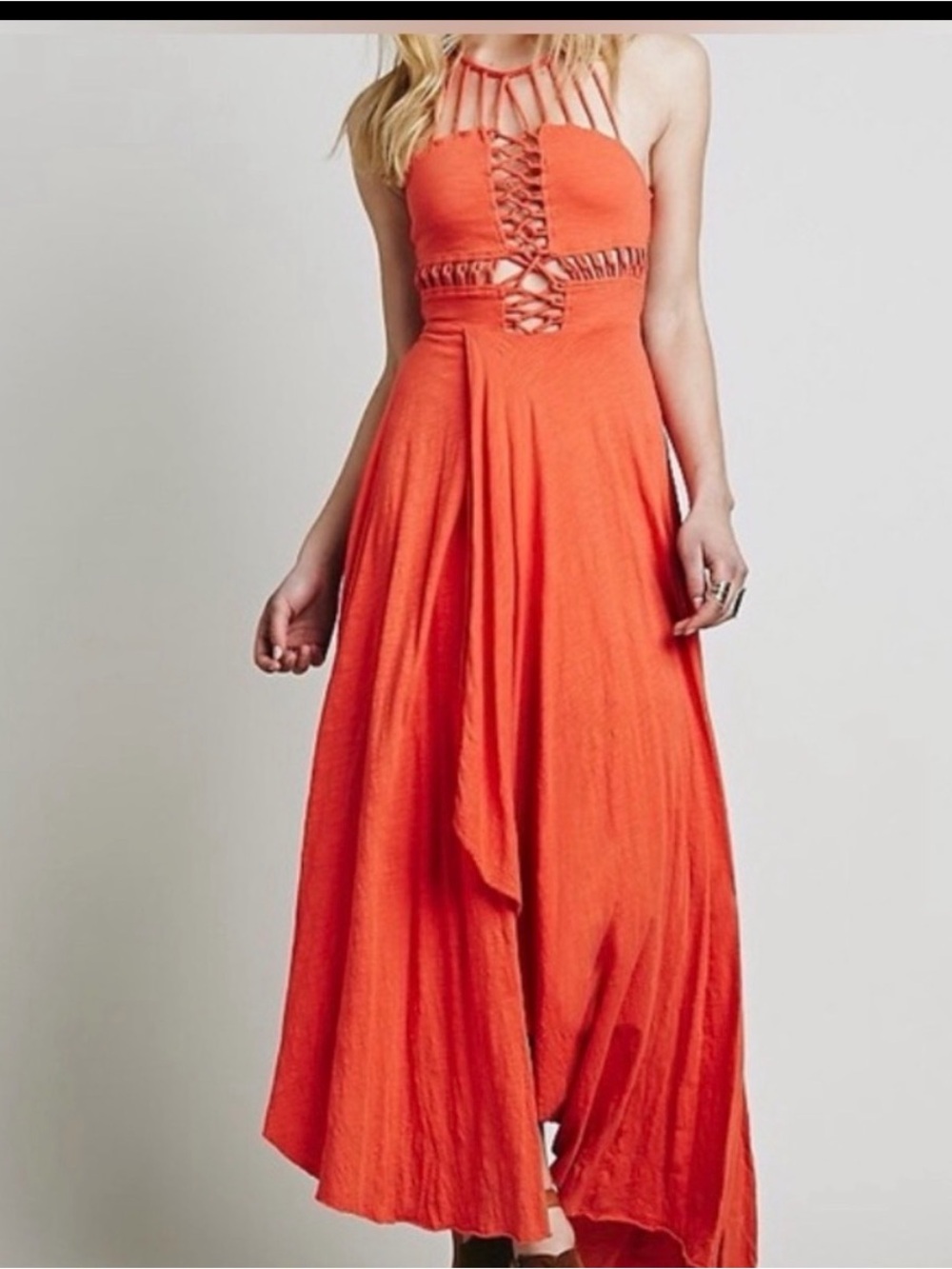 Like New Rare Free People Beautiful Stranger Caged Maxi dress